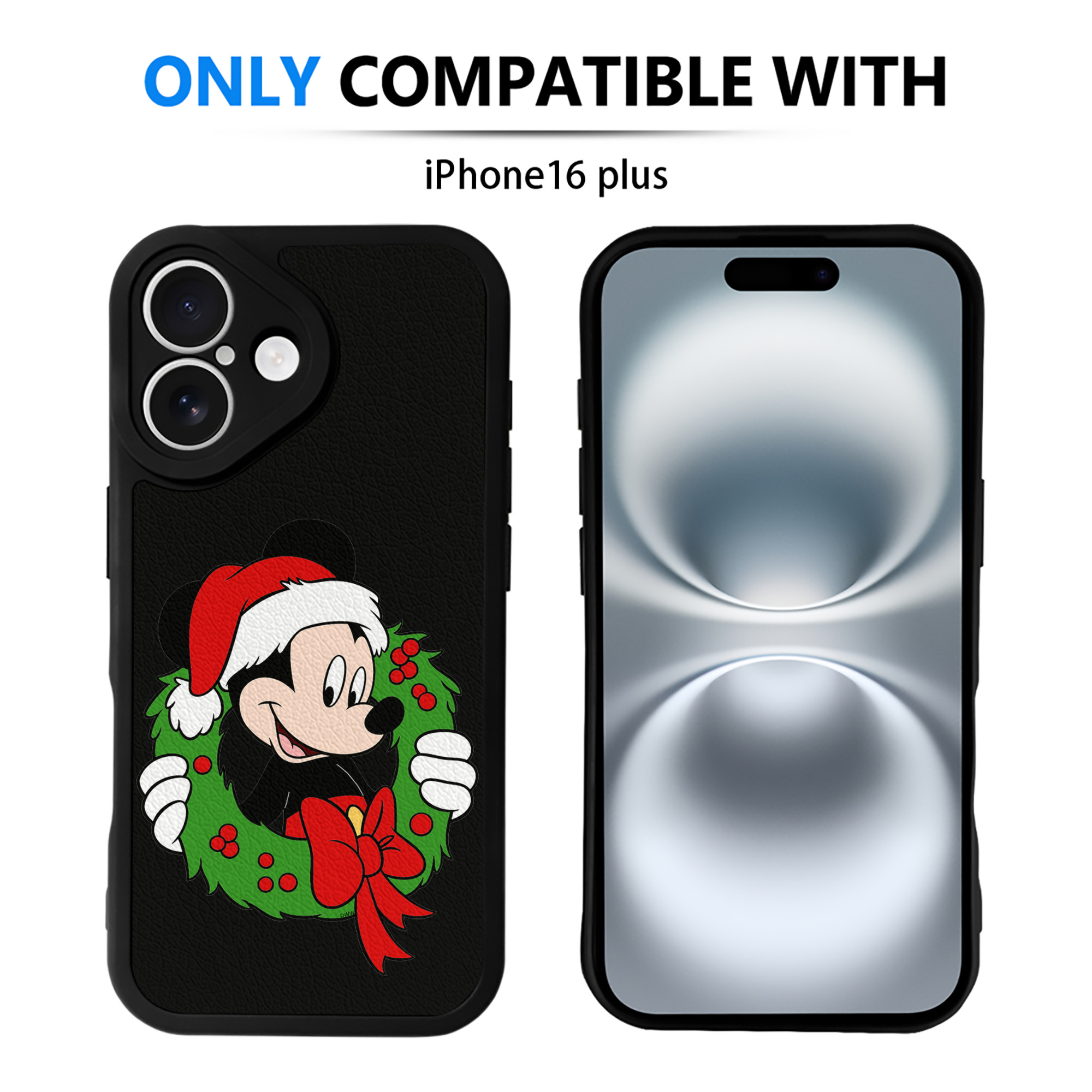 （画像用） ミッキーマウス Mickey Mouse 【iPhone 16シリーズ対応】シリコンスマホケース（レザー調） 材質：シリコン